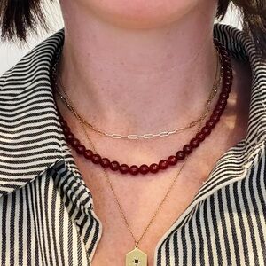 BN Carnelian Beaded 16” Necklace